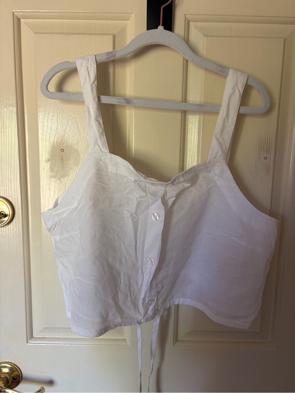 a new day White Button-Front Cropped Camisole